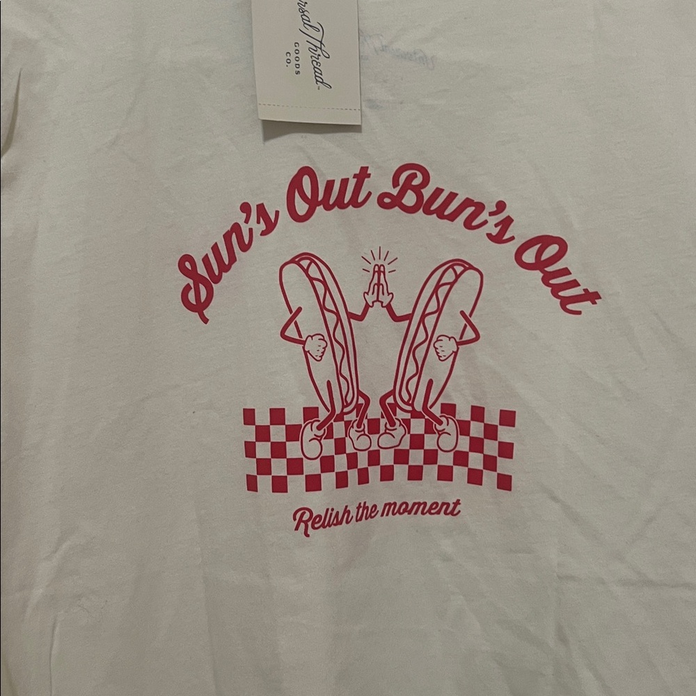 Goodthreads Cream Tee with Red Graphic - Picture 2 of 4